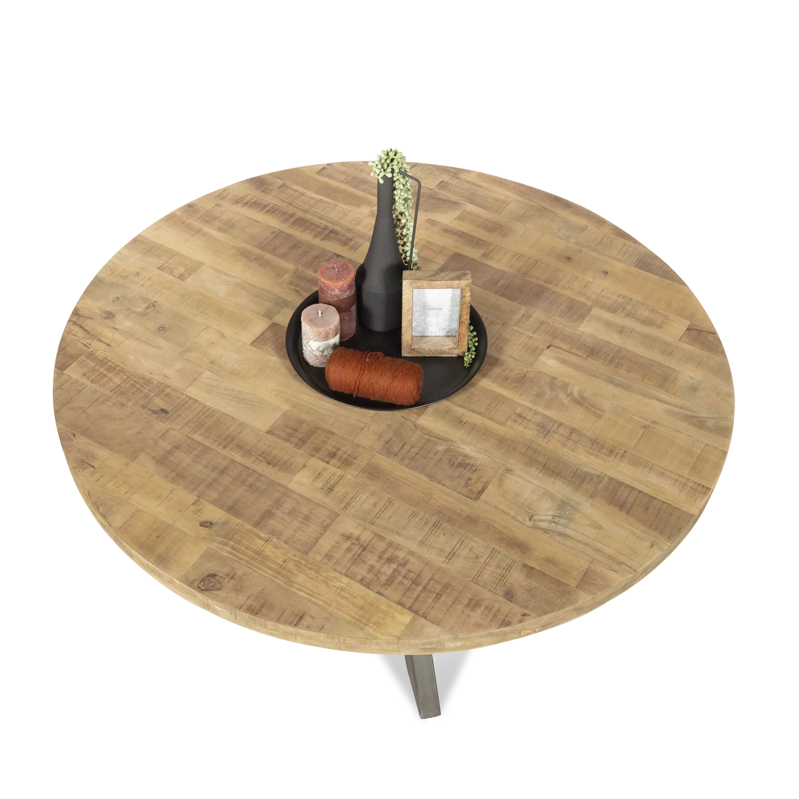 Eettafel (rond 130cm - poot 10x5cm) Steelwood - Seasoned Brown
