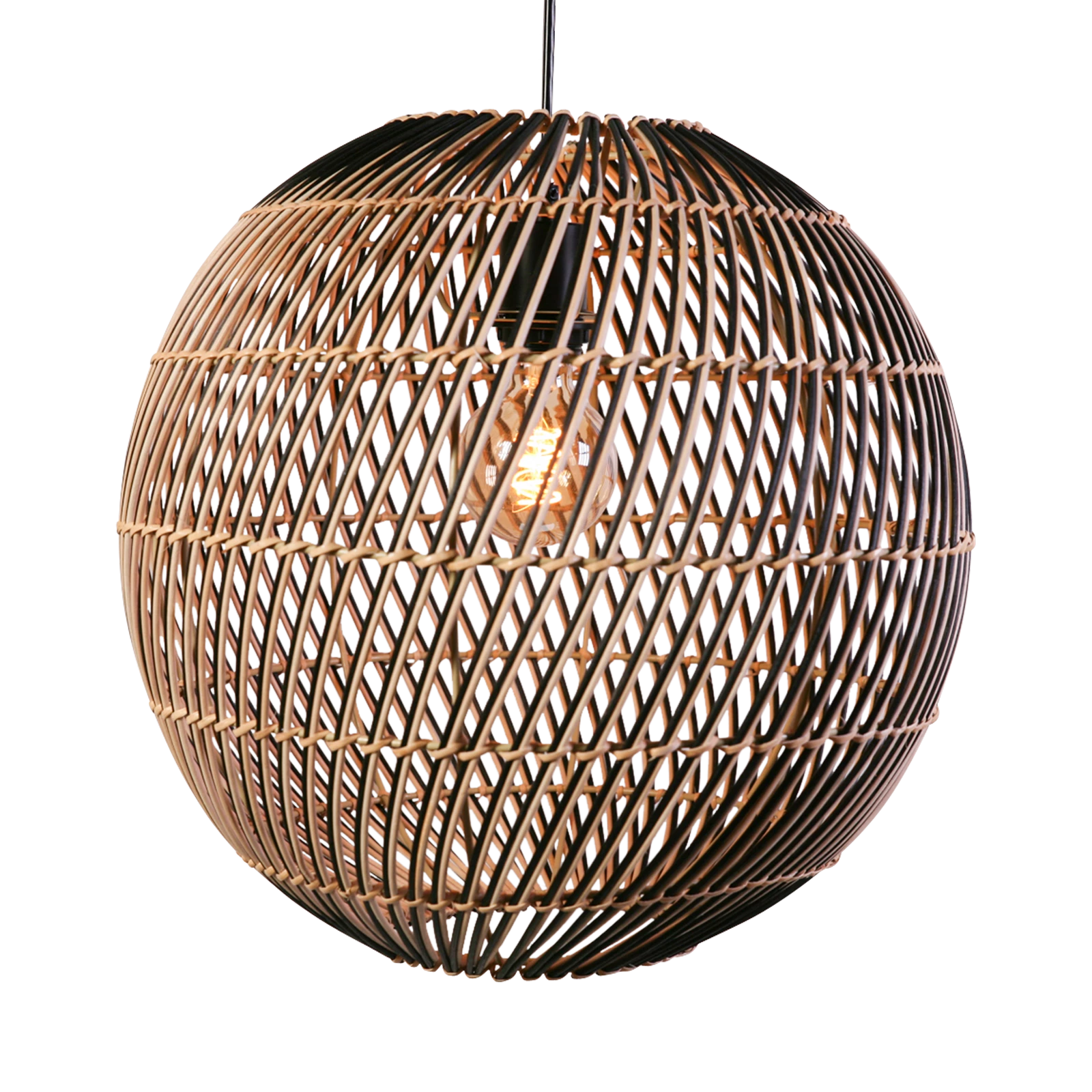 Hanglamp (50cm) Globe - Naturel/Zwart