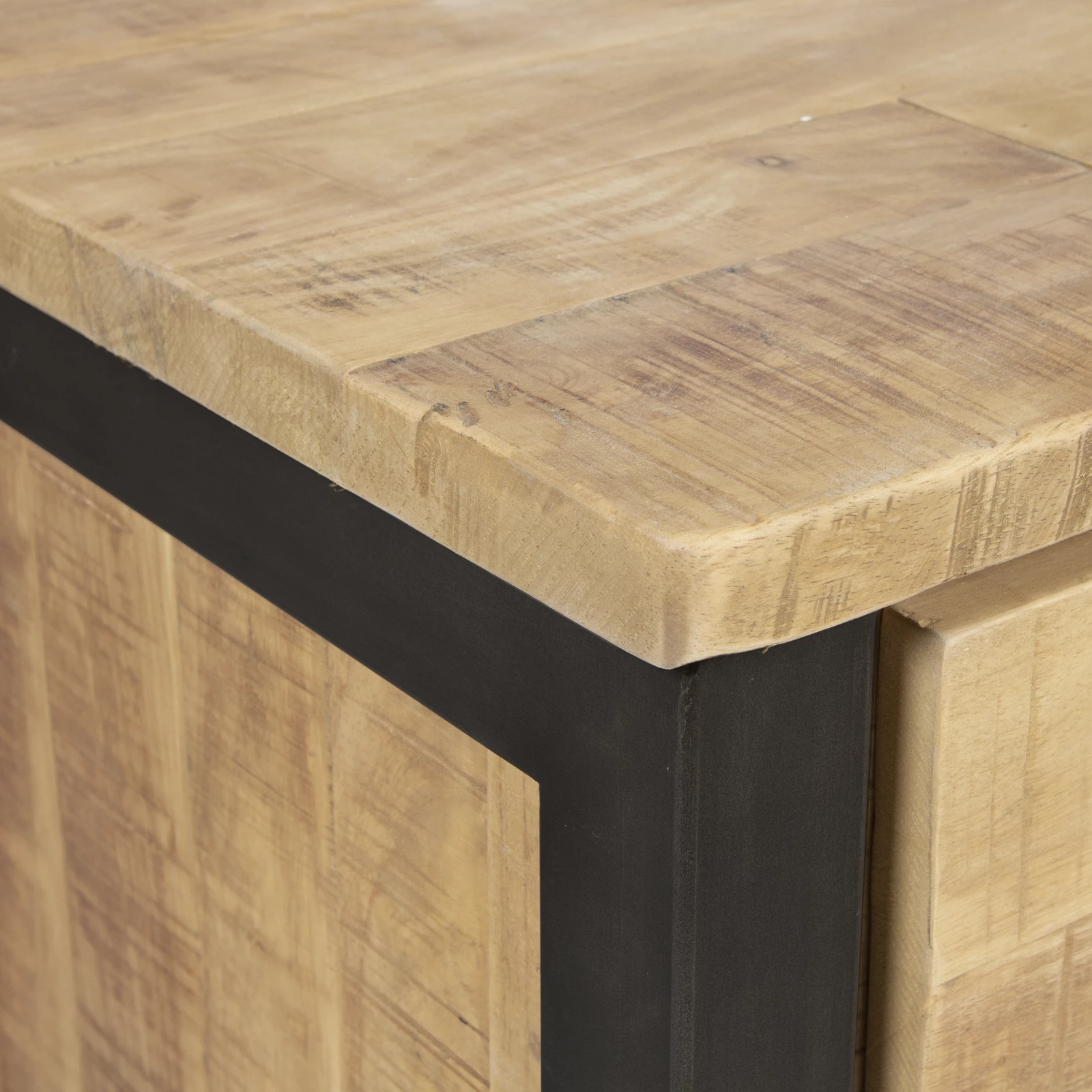 Tv meubel (210cm - 3 deuren) Steelwood - Seasoned Brown/Metaal Zwart