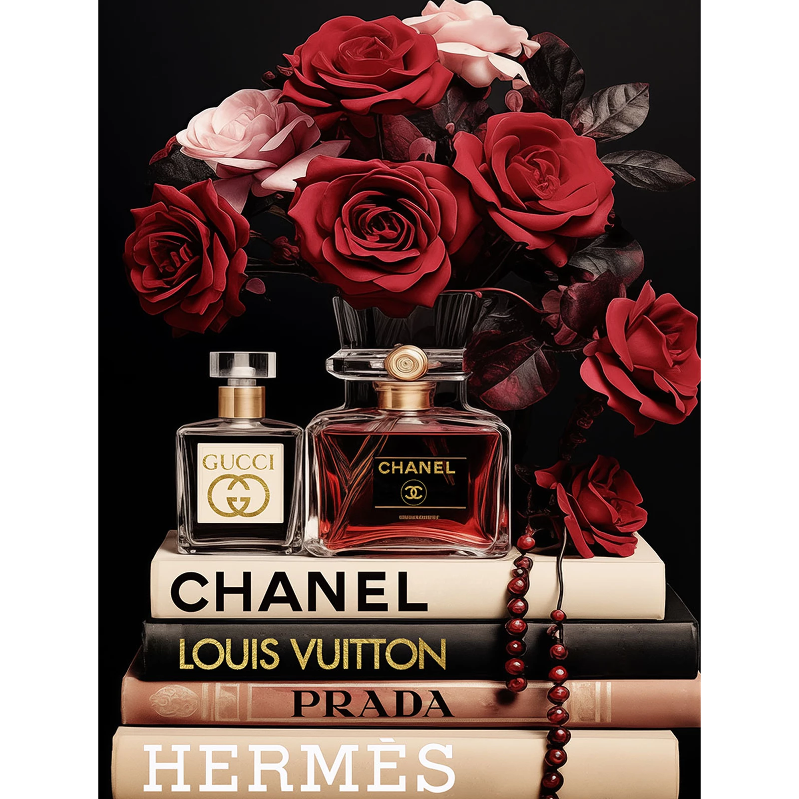 Wanddecoratie Chanel Red Roses