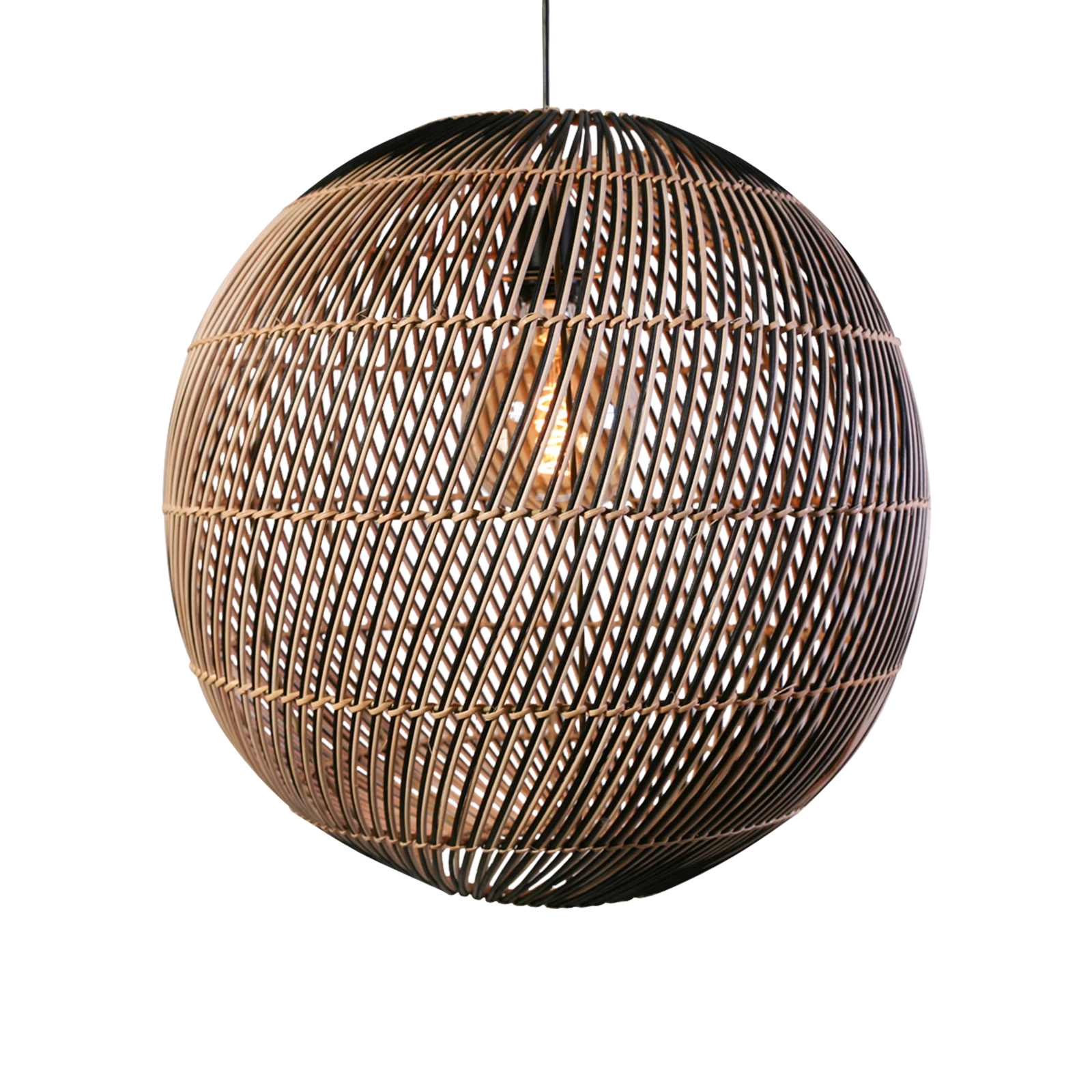 Hanglamp (40cm) Globe - Naturel/Zwart