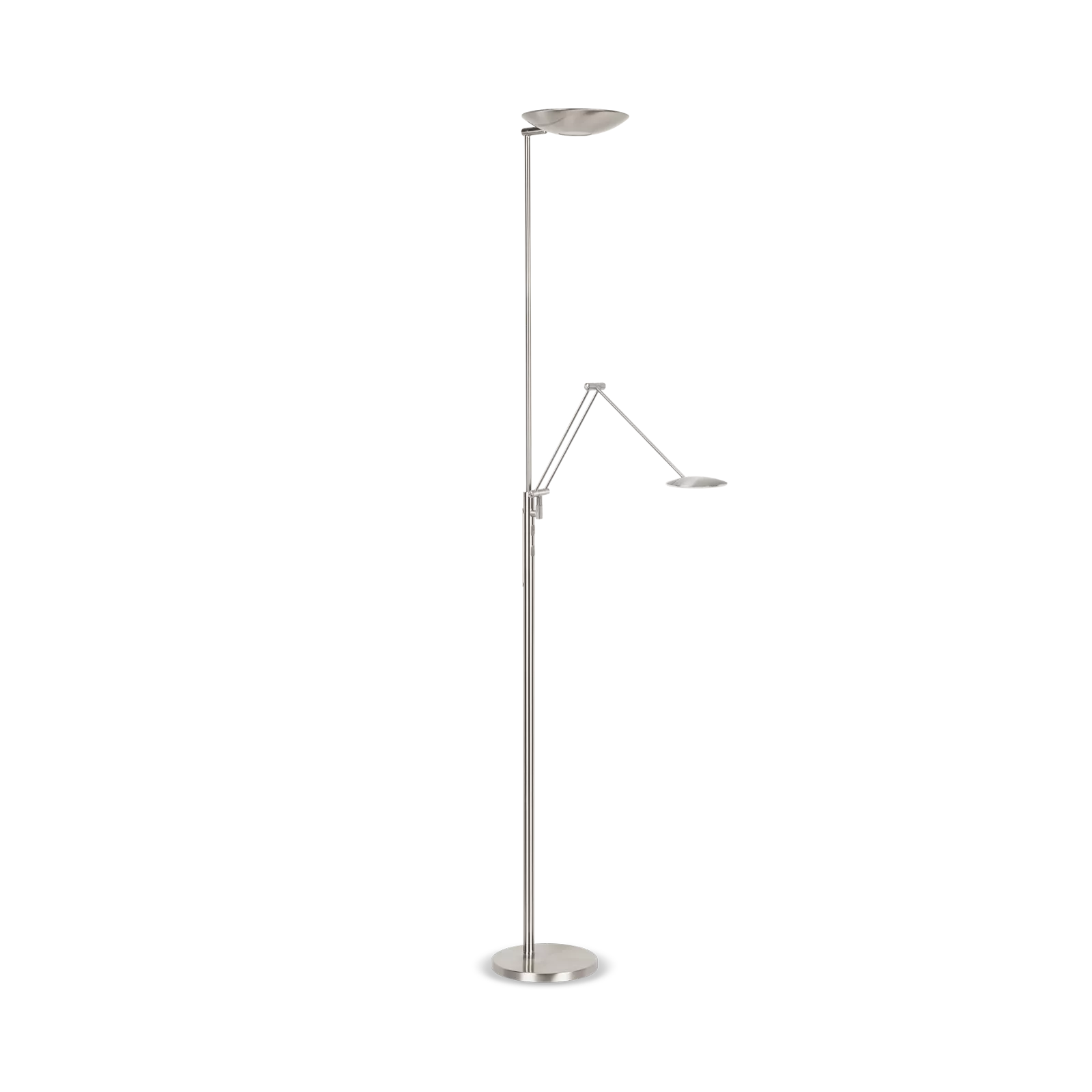 Vloerlamp (met leeslampje) Geneva - Mat Nickel