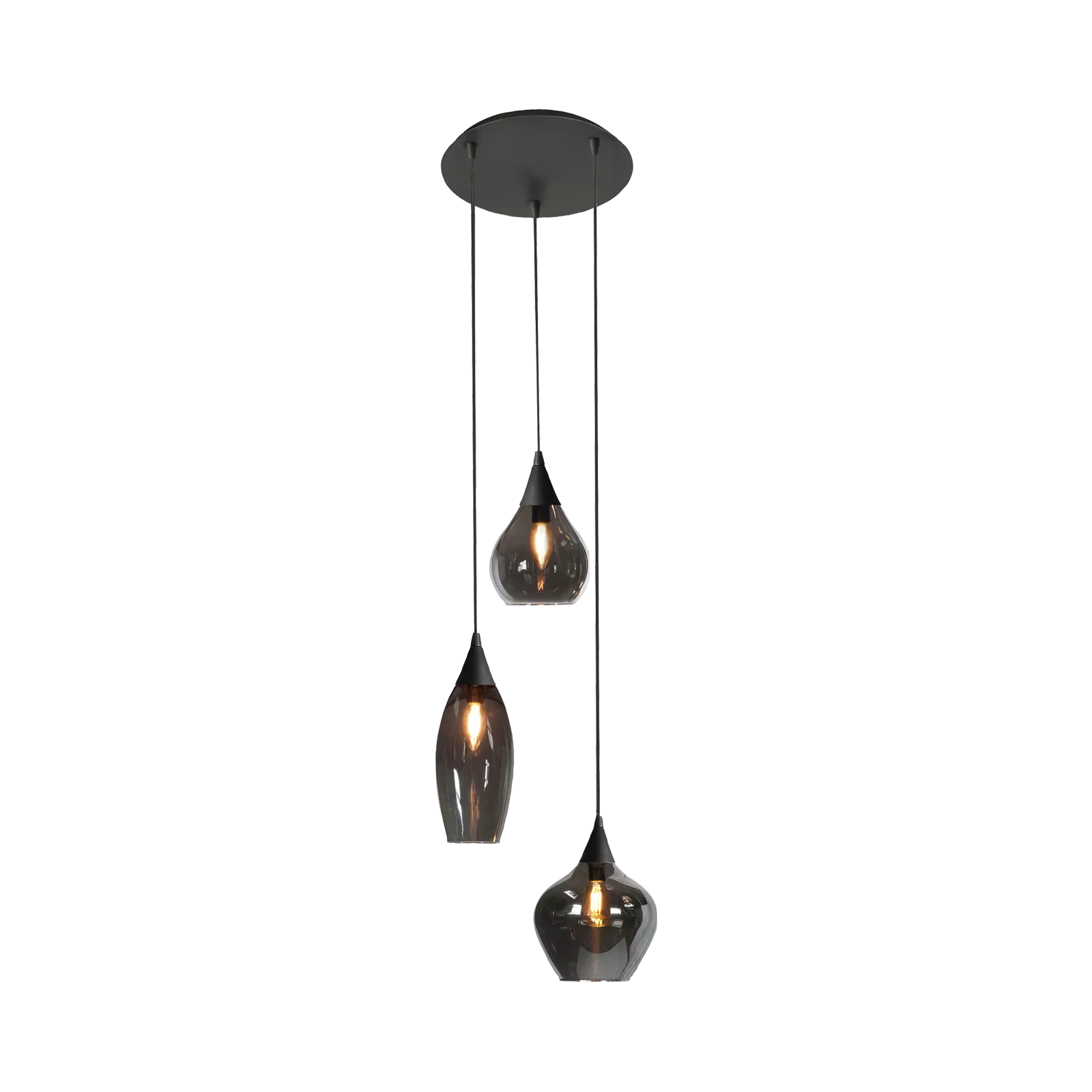 Hanglamp (rond - 3 lichts) Cambio - Zwart/Smoke