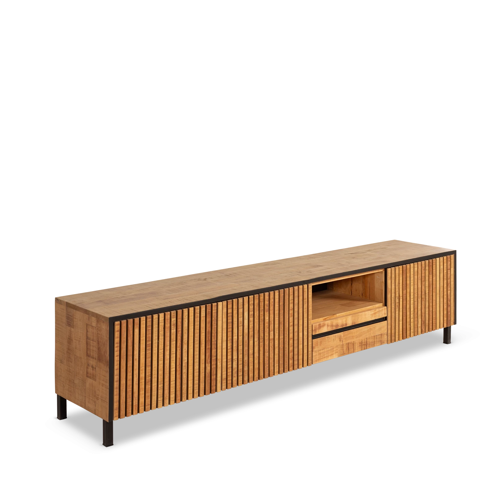 Tv meubel (210cm) Stripes - Seasoned Brown