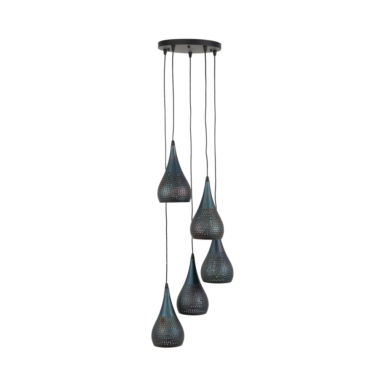 Hanglamp (5 lichts getrapt) Punch - Zwartbruin