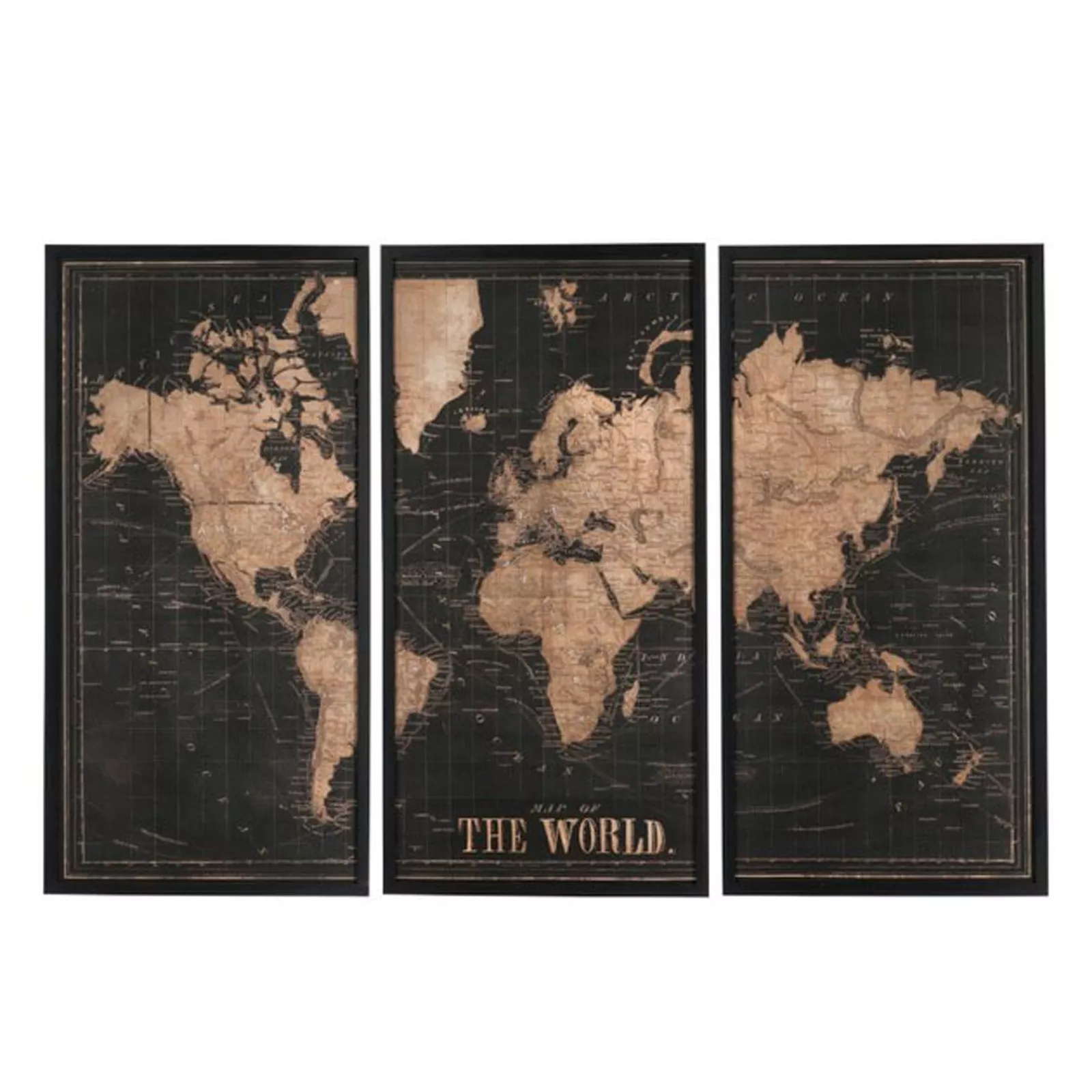 Wanddecoratie Wereldkaart (3delen)