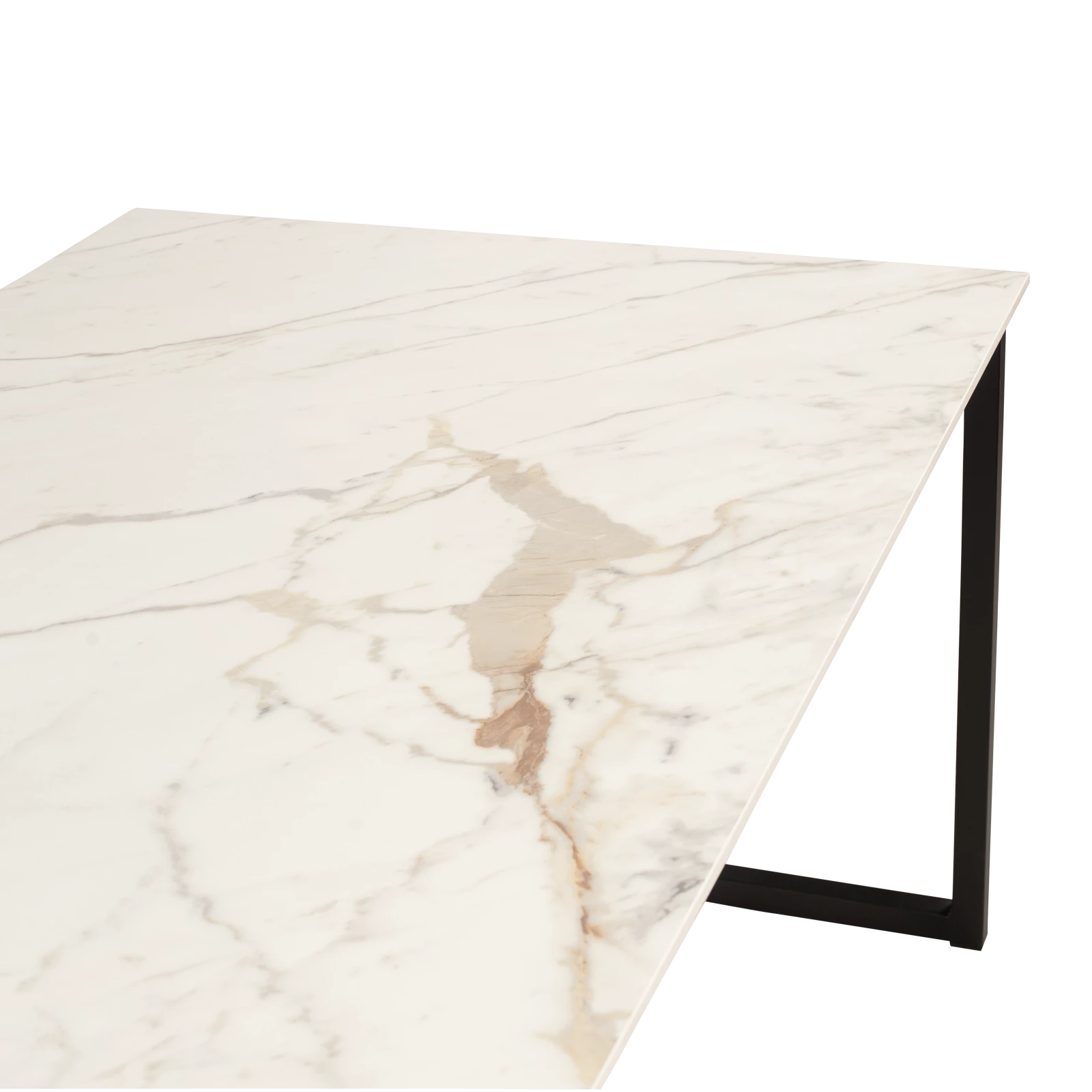 Eettafel (rechthoek - 220x100cm) Square - Keramiek Marble Look Golden White Satin